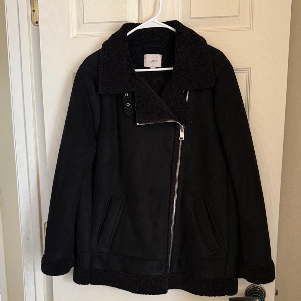 LOFT Black Jacket with Asymmetrical Zipper